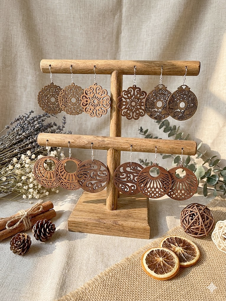 Ethnic Fashion Wear - 6 Pairs/Set, Elegant Women's Earring Set,