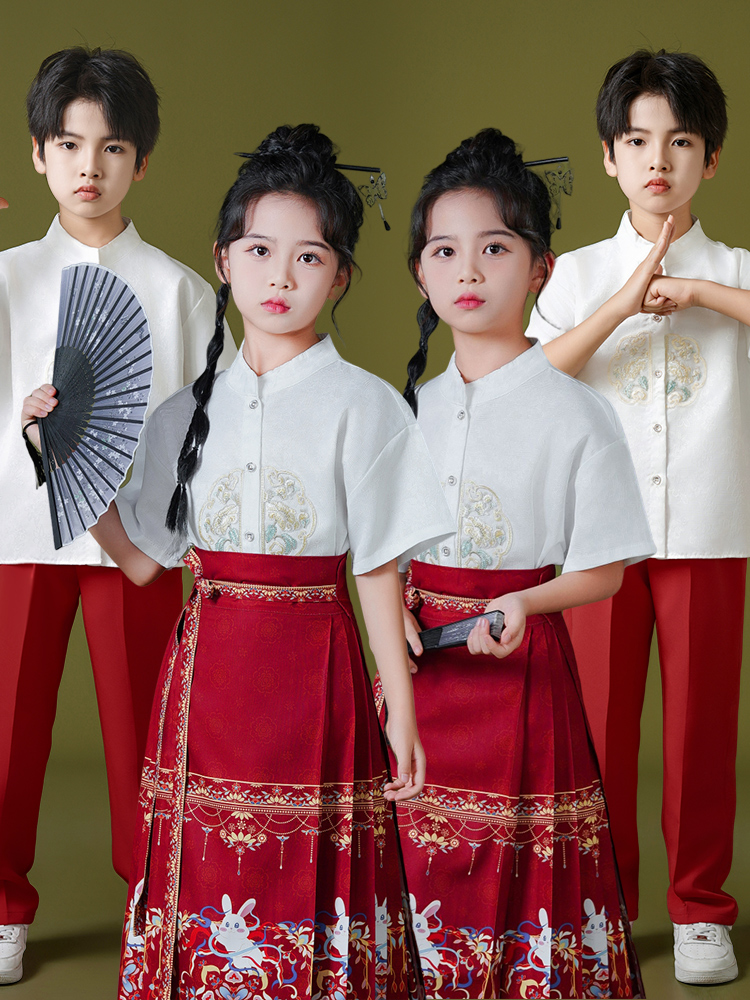 Ethnic Wear - Red Patriot Speech Children's Chorus Recitation