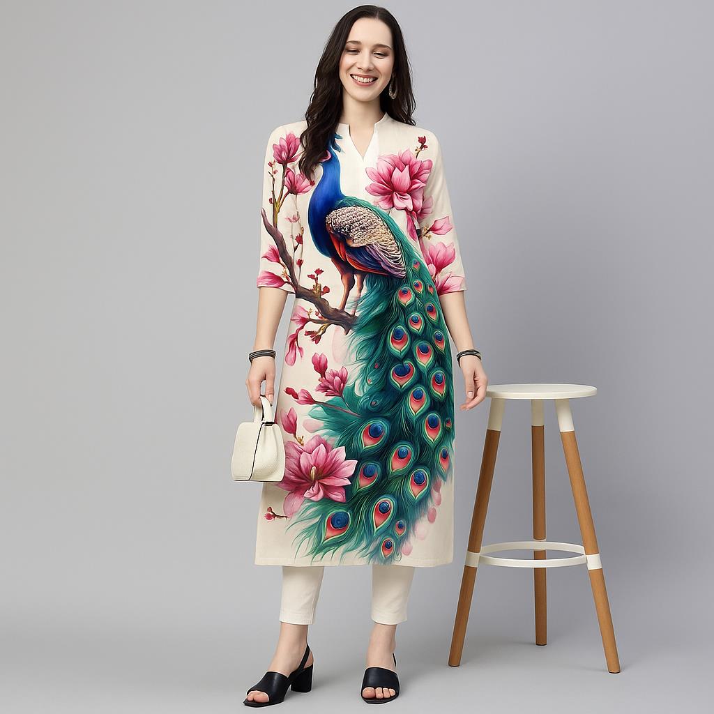 Peacock Women's Kurt Casual Fa – Ethnic Fashion Kurtis recenzja i cena