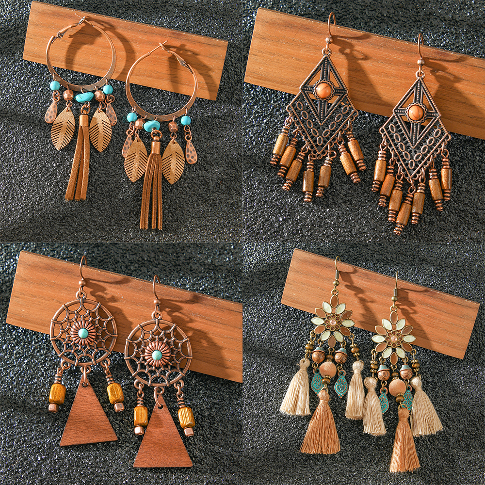 Vintage Boho Dangle Earrings E – Ethnic Fashion Wear recenzja i cena