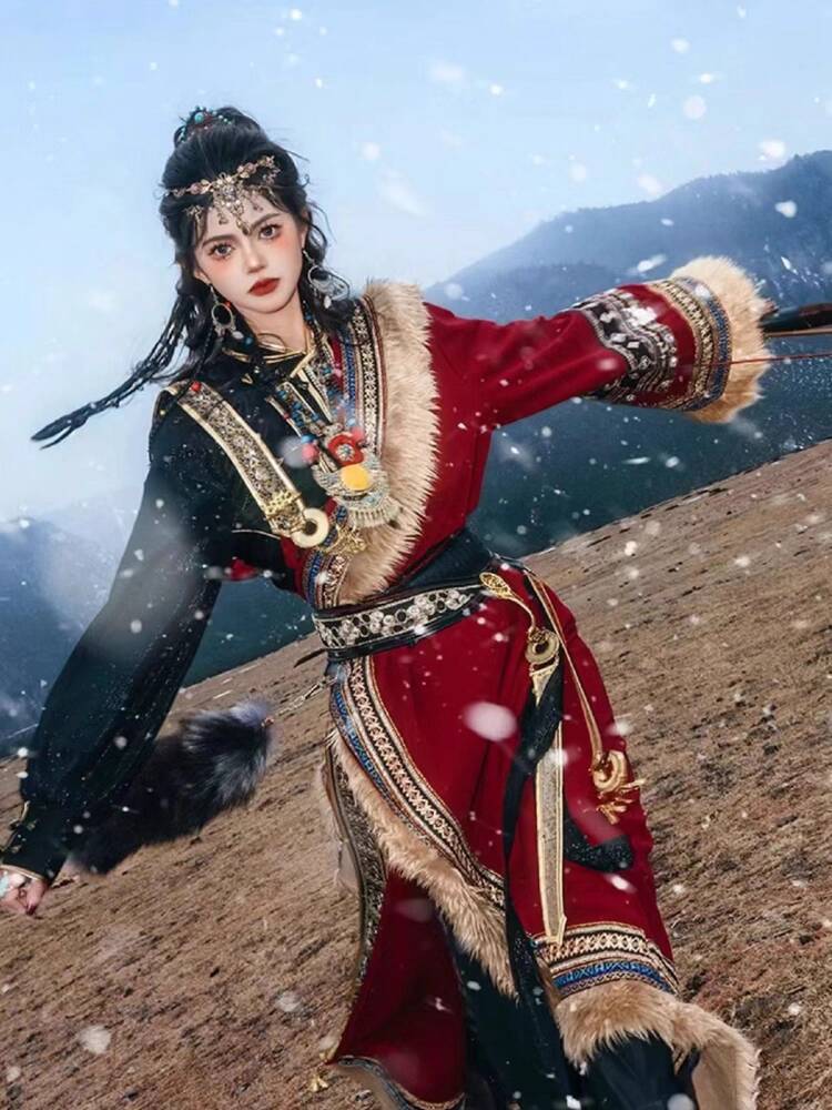 New Tibetan robe Tibet brigade – Ethnic Style Dresses recenzja i cena