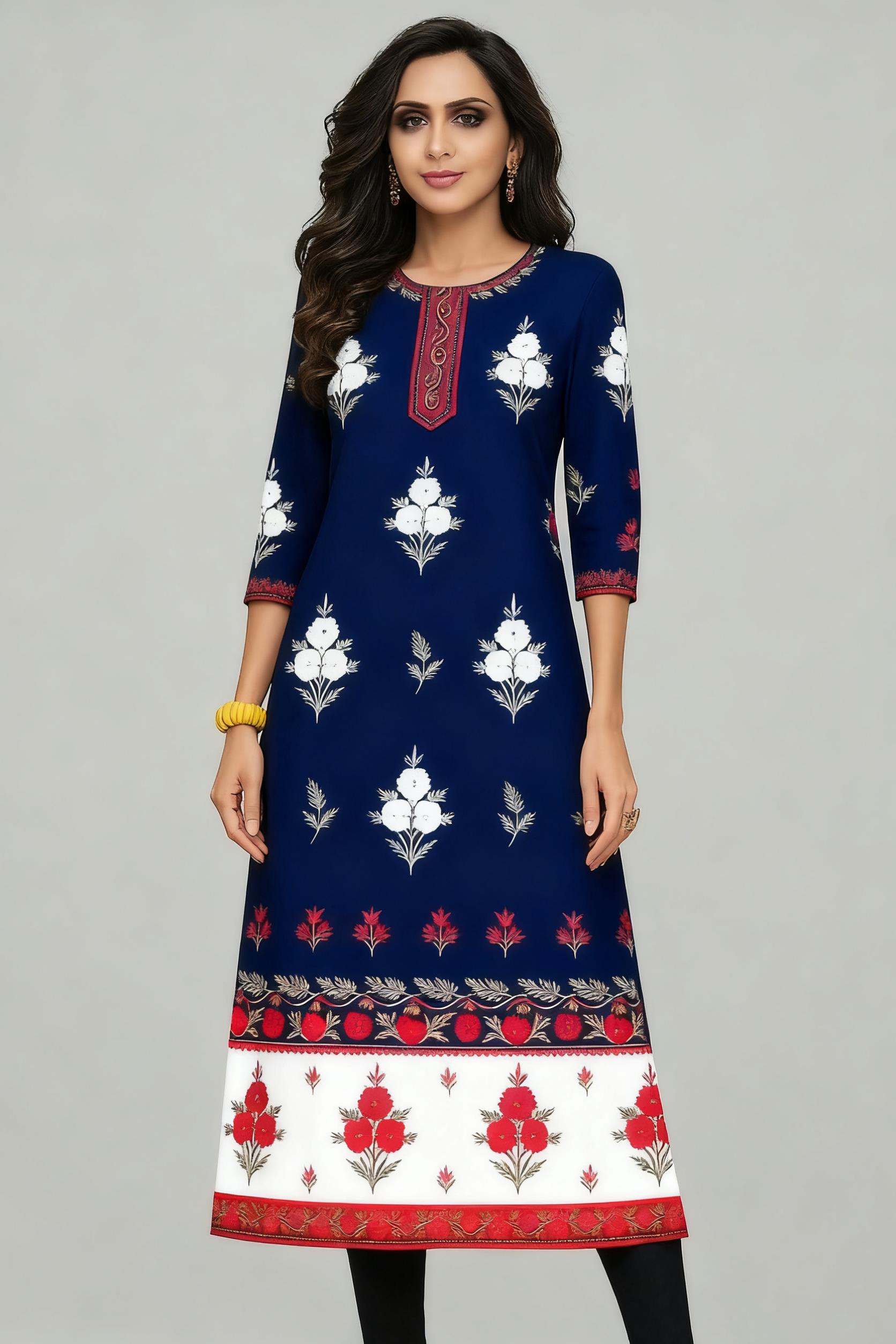 Muslim Kurt Flowers Women's Fa – Ethnic Fashion Kurtis recenzja i cena