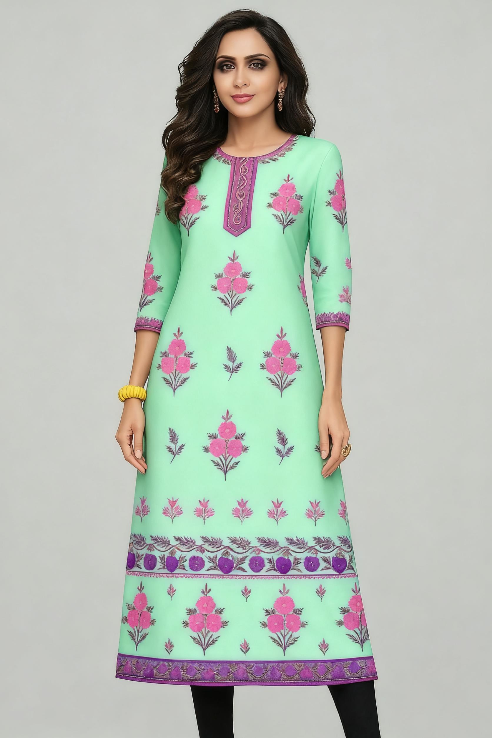Muslim Kurt Flowers Women's Fa – Ethnic Fashion Kurtis recenzja i cena