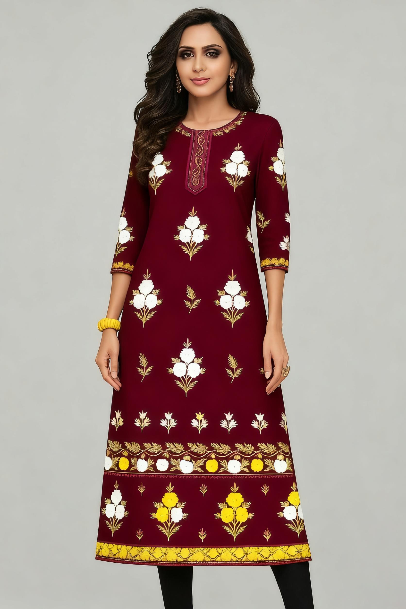 Muslim Kurt Flowers Women's Fa – Ethnic Fashion Kurtis recenzja i cena