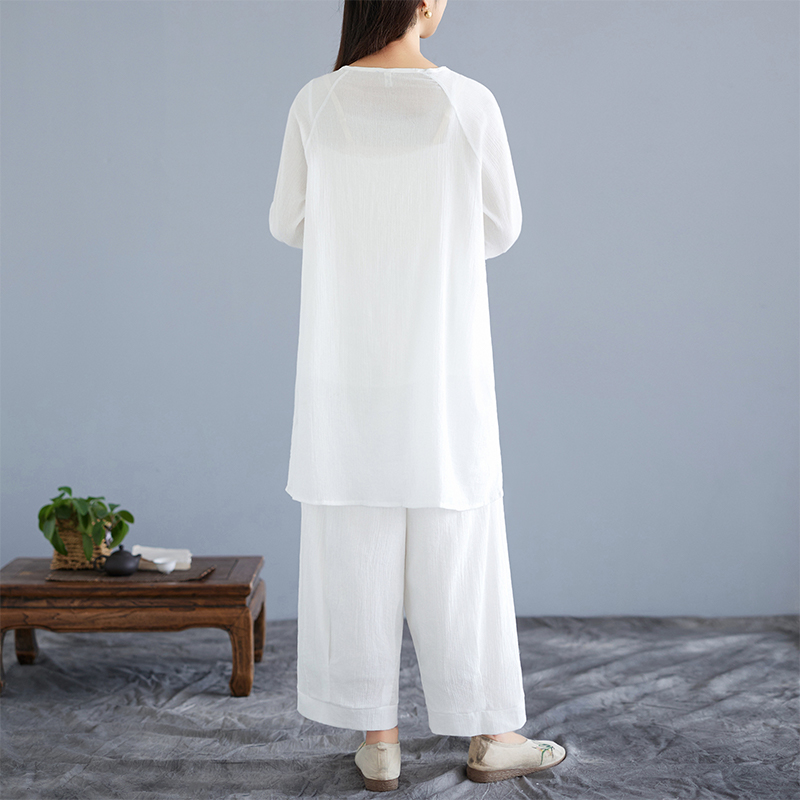 White Cotton Linen Set Zen Med – Ethnic Wear recenzja i cena