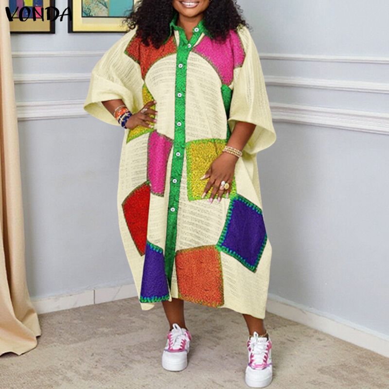 Plus Size 5XL VONDA Bohemian L – Ethnic Gown recenzja i cena