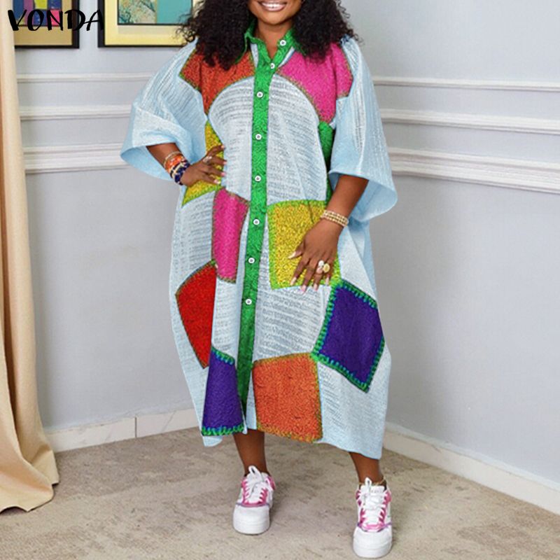 Plus Size 5XL VONDA Bohemian L – Ethnic Gown recenzja i cena