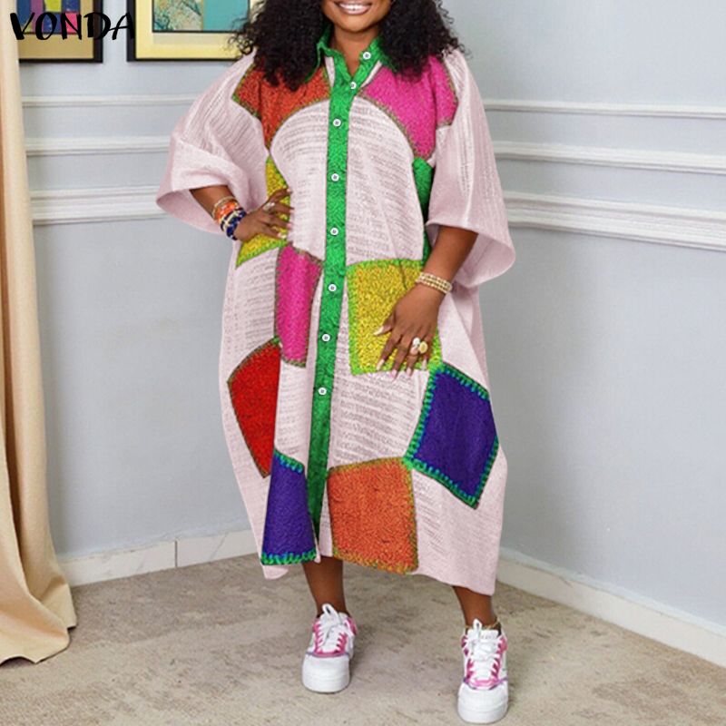 Plus Size 5XL VONDA Bohemian L – Ethnic Gown recenzja i cena
