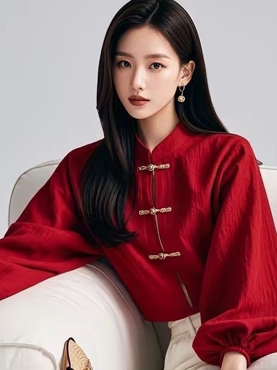 Red Chinese Style Shirt Women' – Ethnic Fashion Wear recenzja i cena
