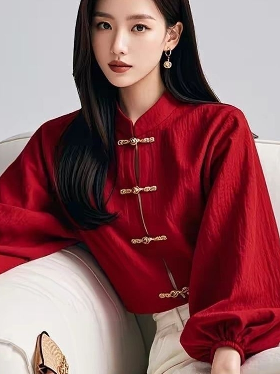 Red Chinese Style Shirt Women' – Ethnic Fashion Wear recenzja i cena