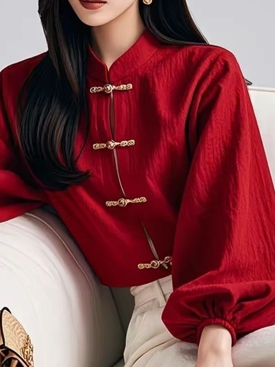 Red Chinese Style Shirt Women' – Ethnic Fashion Wear recenzja i cena