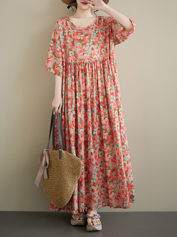Summer New plus Size round Nec – Ethnic Style Dresses recenzja i cena