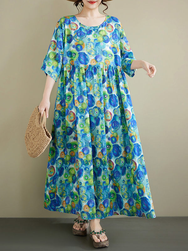 Summer New plus Size round Nec – Ethnic Style Dresses recenzja i cena